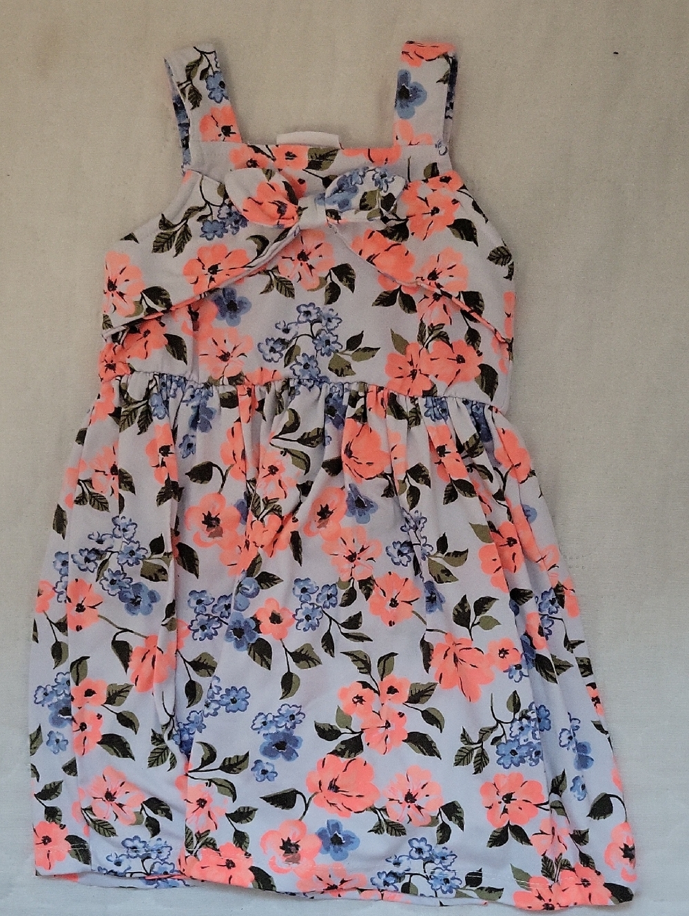 Little Lass Floral Tie-Front Sundress in Coral, Blue & White